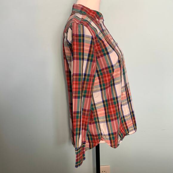 J. Crew Classic Washed Cotton Poplin Shirt in Snowy Stewart Tartan Size 4 - Picture 6 of 9